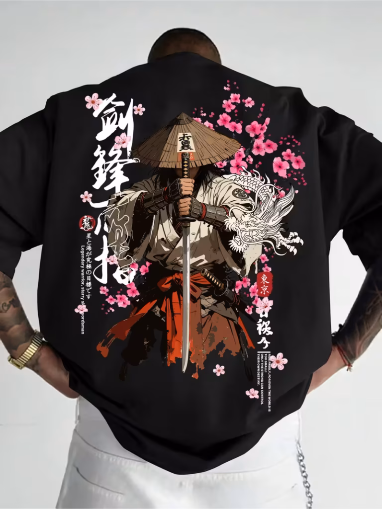 T-shirt pour Homme Manga Japonais Samouraï